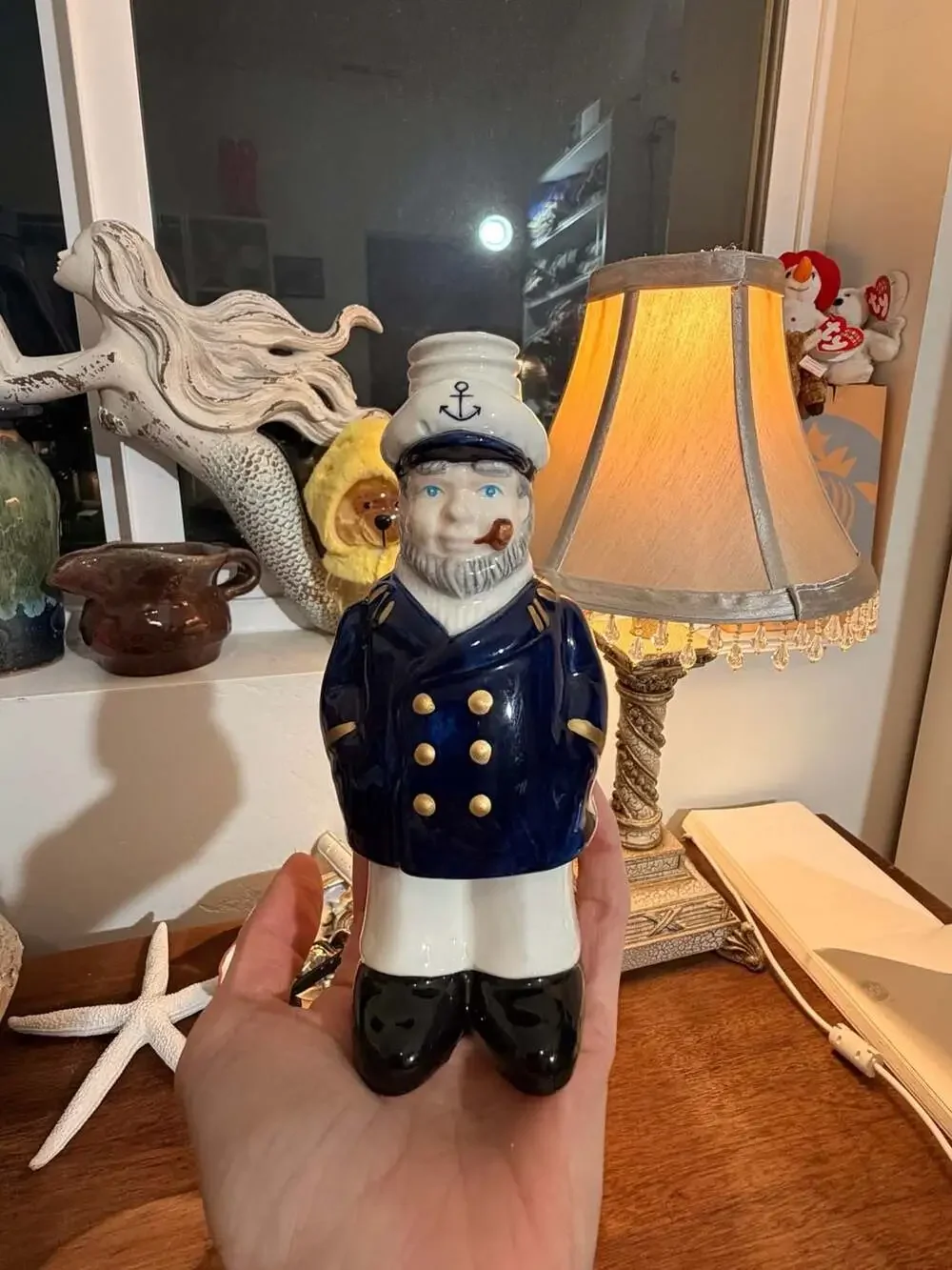 VTG Ceramic Sea Captain Sailor Decanter/Bottle/Mini Vase Home Kitchen Decor